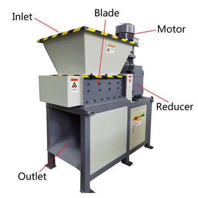 1000 kg/h Machine de concassage à recyclage à double arbre Bouteille en plastique déchiqueteuse mobile