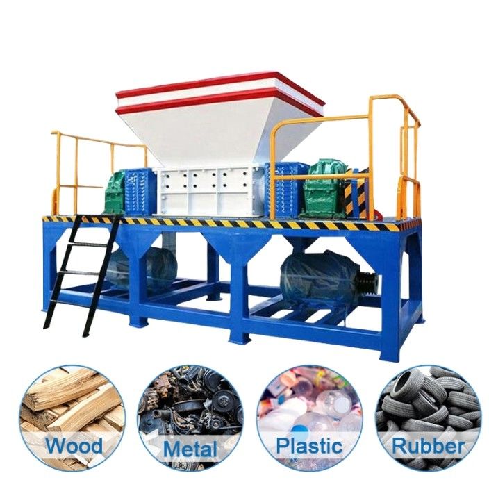 Machine de déchiquetage à deux arbres à couple important pour les déchets métalliques en plastique, en caoutchouc